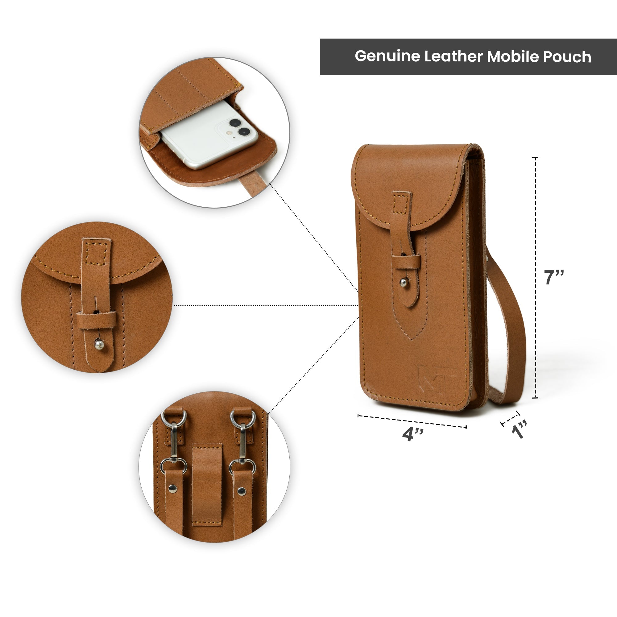Cocoa Brown Mobile Case With Strap
