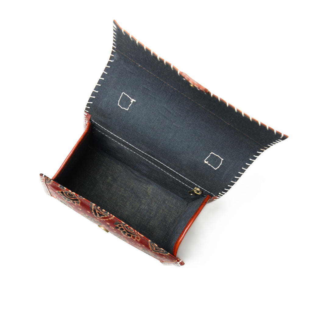 Maroon Mystique Ajrakh Satchel Purse