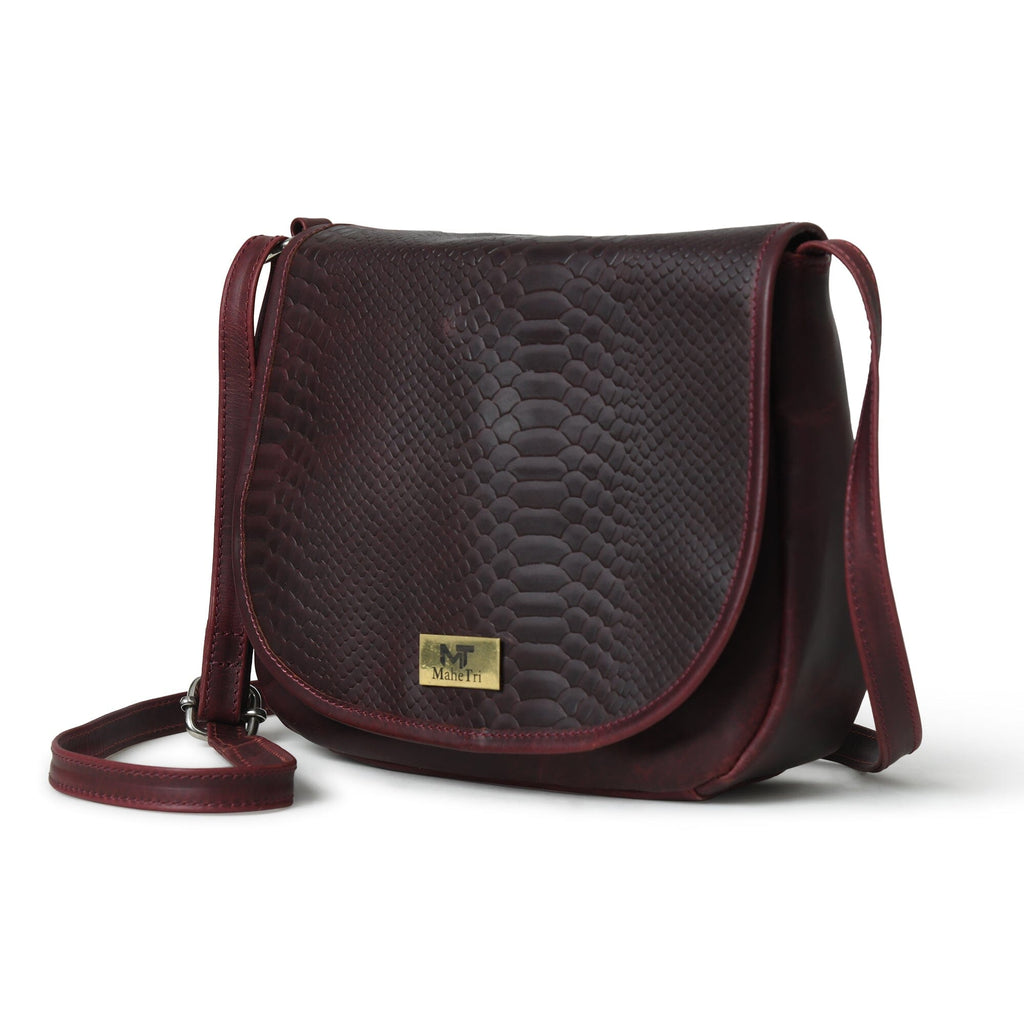 The Croco Satchel- Cherry Red