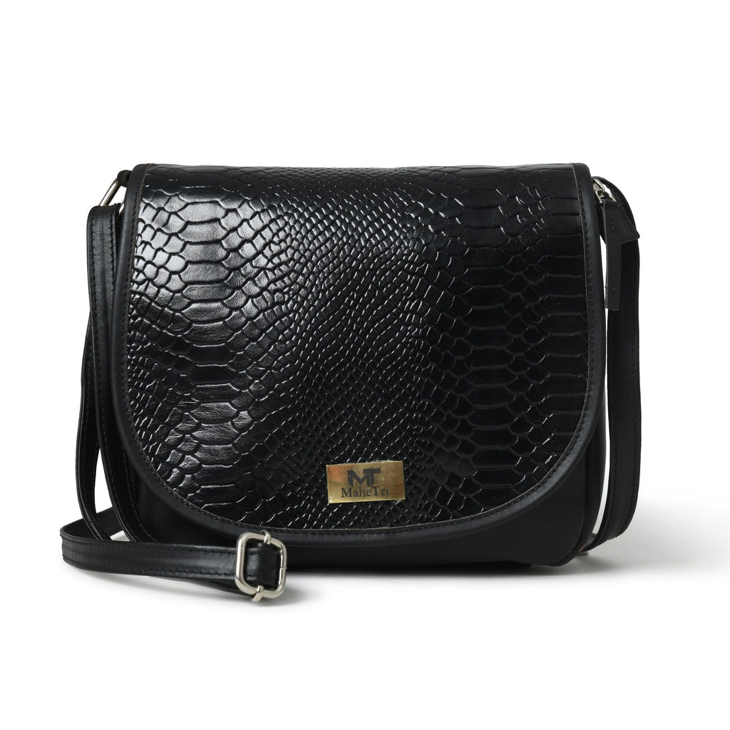 The Croco Satchel- Black
