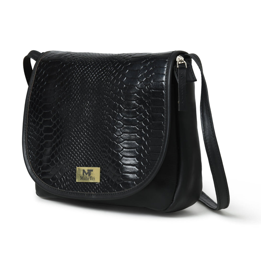 The Croco Satchel- Black