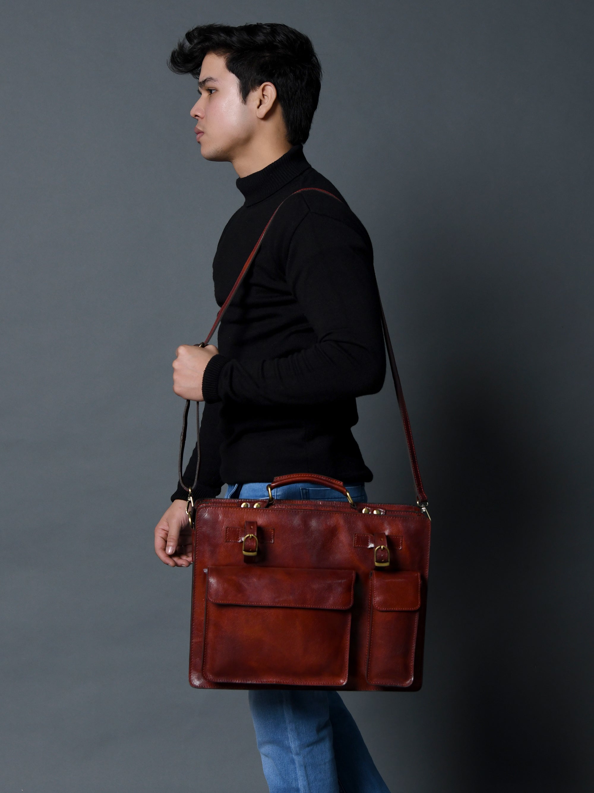 Tuscany Italian Leather Briefcase, Tan