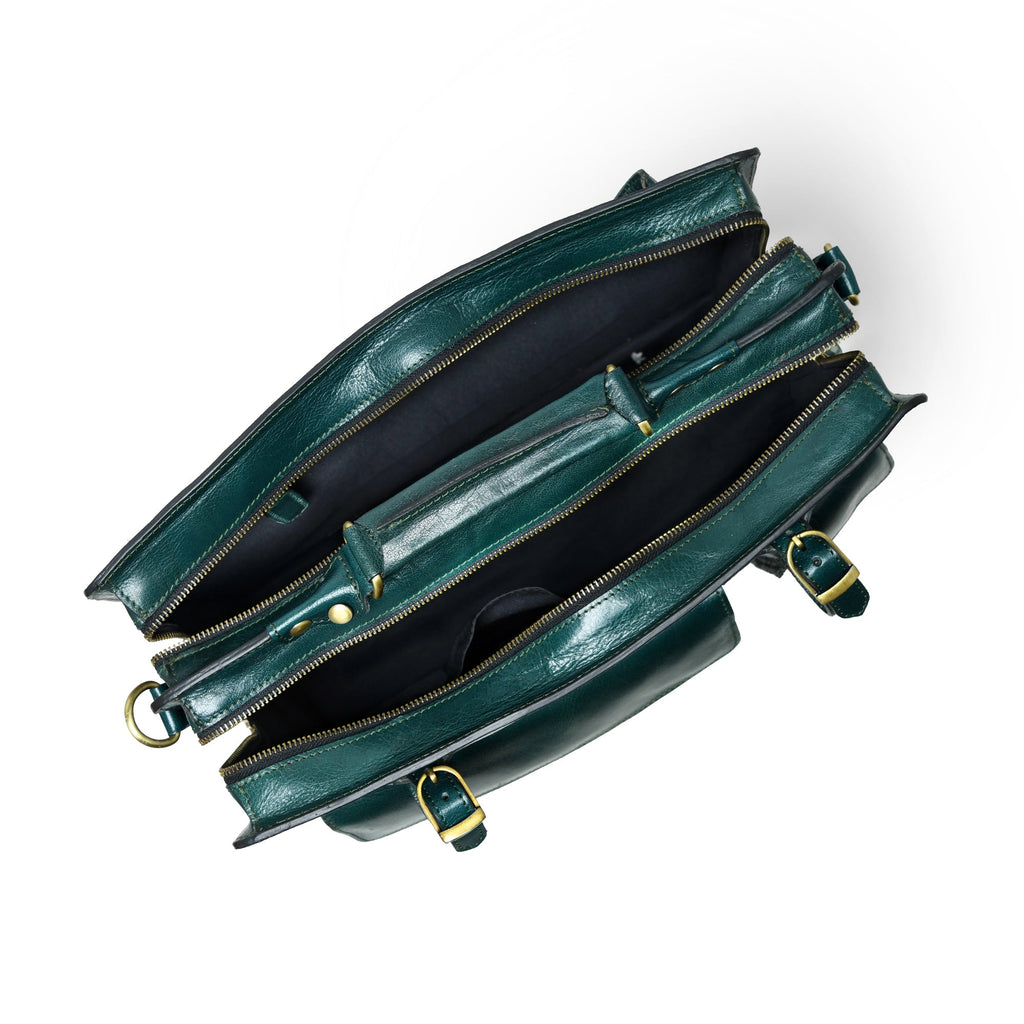 Tuscany Italian Leather Briefcase, Green