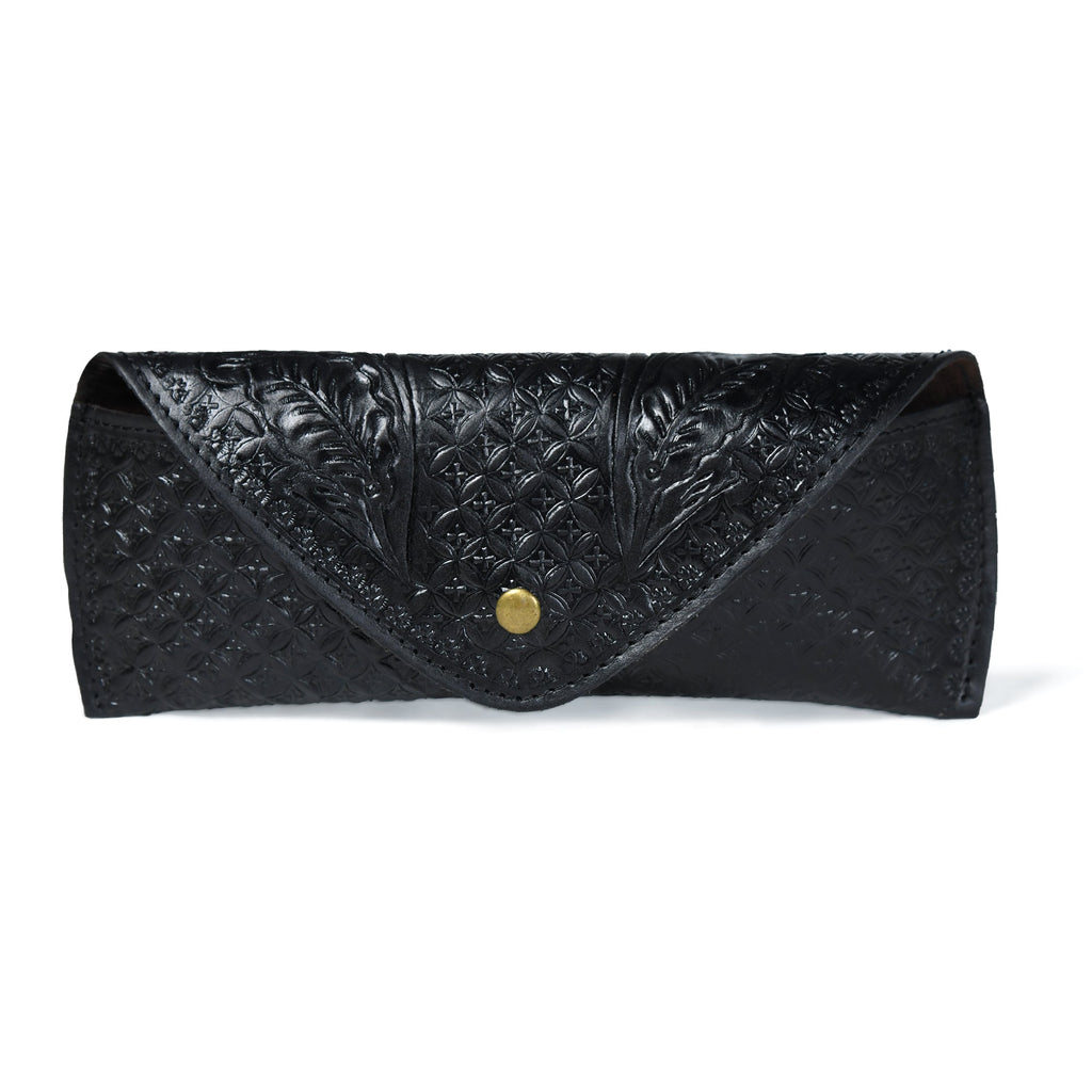 Black Textured Leather Sunglasses Cover