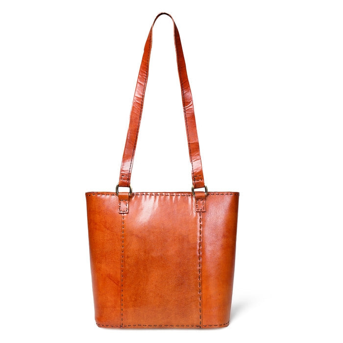 Solid Structure Tan Leather Mini Tote