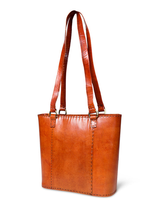 Solid Structure Tan Leather Mini Tote