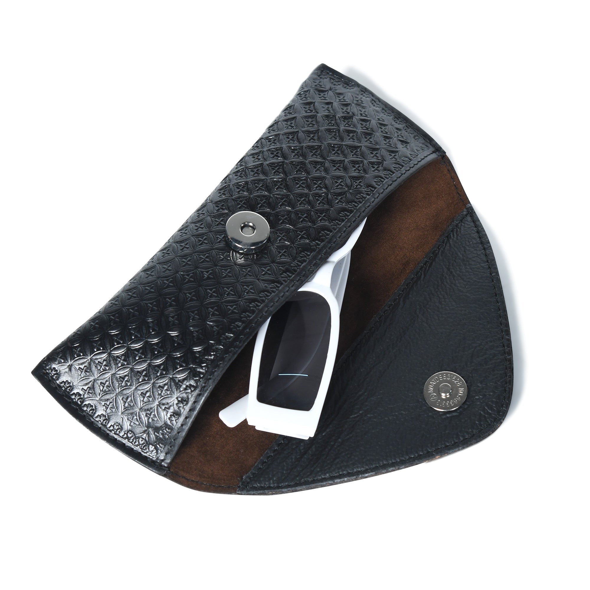 Black Textured Leather Sunglasses Cover