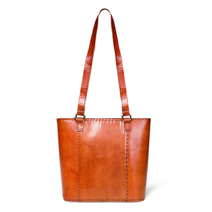 Solid Structure Tan Leather Mini Tote