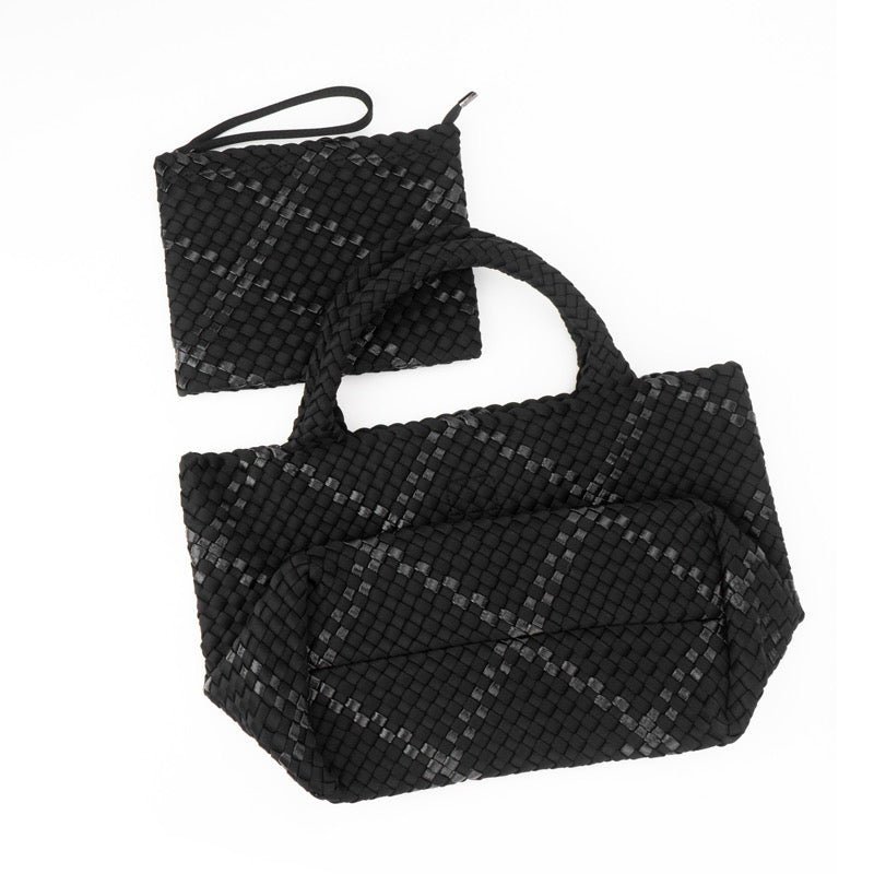 the-charli-large-woven-neoprene-tote-with-wristlet-onyx-with-glittered-stripe-babs+birdie-plain+plaid-5