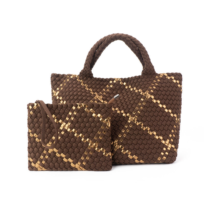the-charli-large-woven-neoprene-tote-with-wristlet-cocoa-with-gold-stripe-babs+birdie-plain+plaidHandbag-1