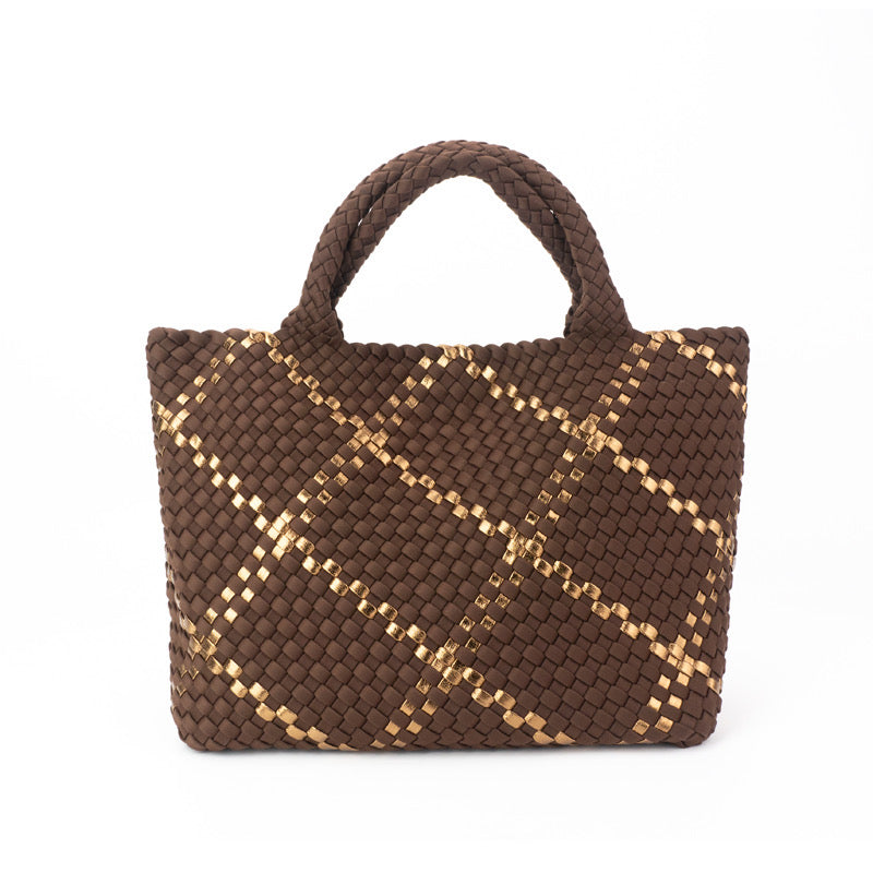the-charli-large-woven-neoprene-tote-with-wristlet-cocoa-with-gold-stripe-babs+birdie-plain+plaid-2