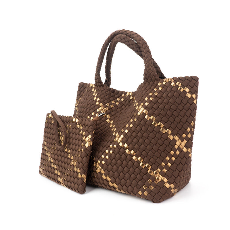 the-charli-large-woven-neoprene-tote-with-wristlet-cocoa-with-gold-stripe-babs+birdie-plain+plaid-4