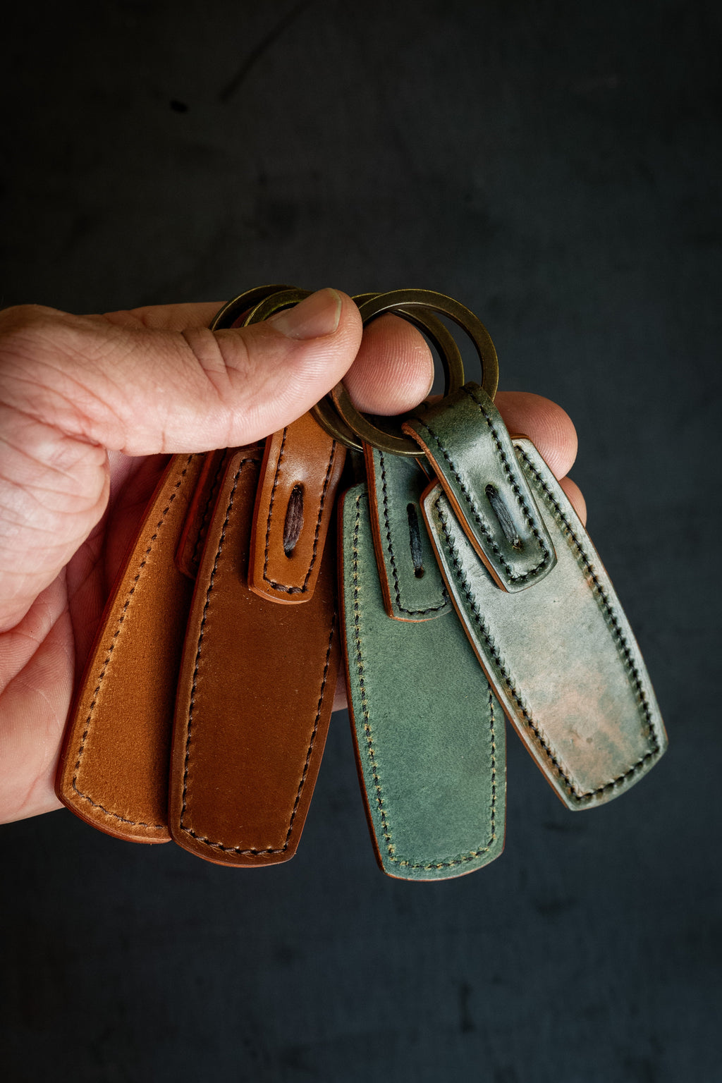 Rover Key Ring - Marbled Black Horween Shell Cordovan